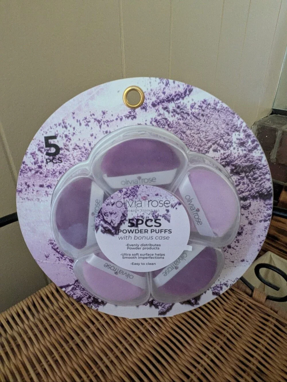 Olivia Rose 5PC Powder Puffs Set in Purple with Bonus Case